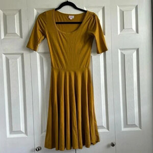 LuLaRoe Mustard Yellow Skater Dress Fit & Flare size XXS